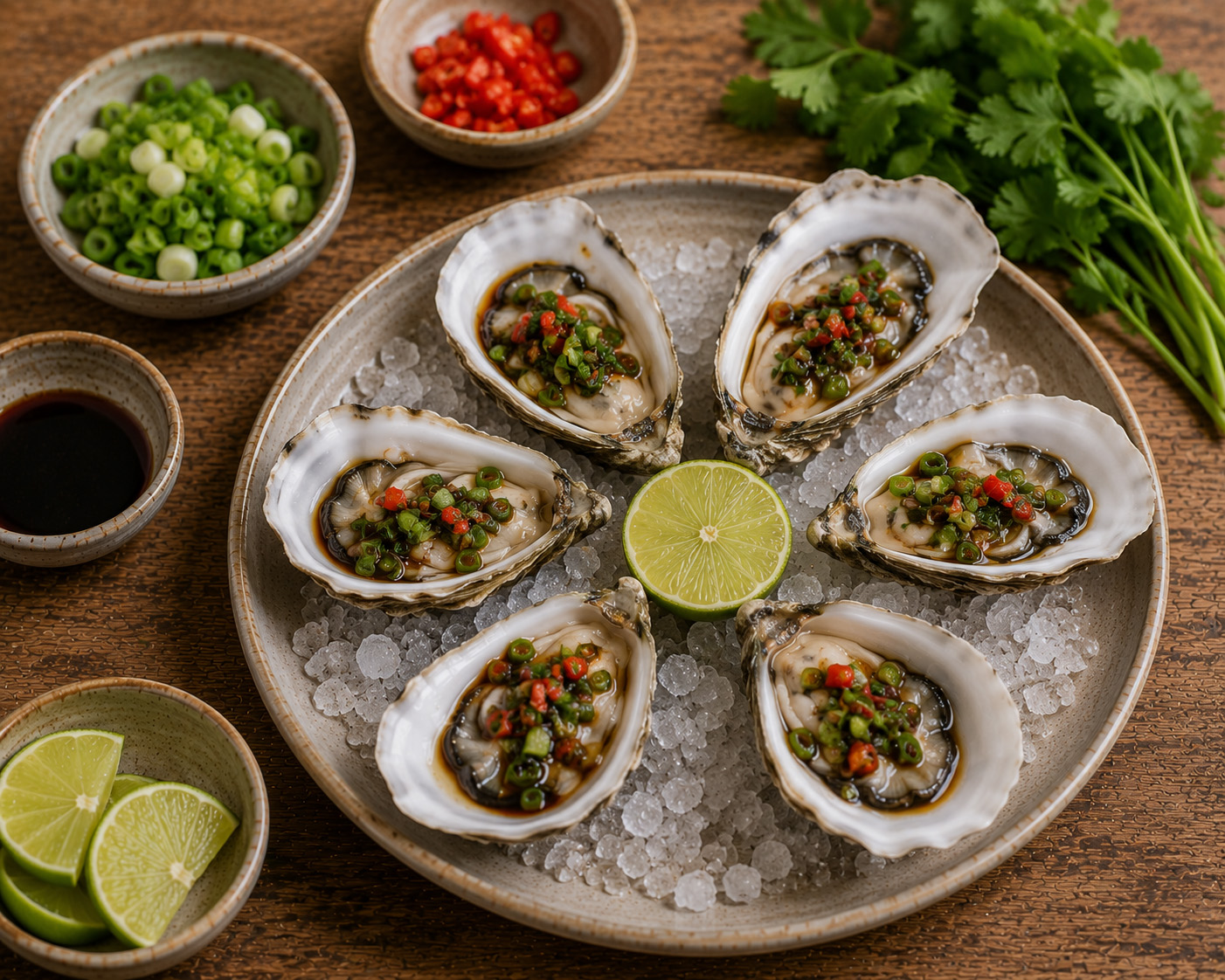 Oesters met Aziatische twist